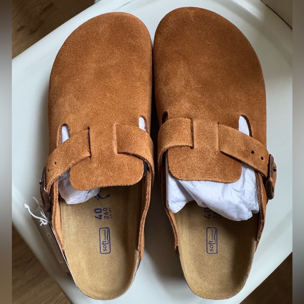 NWT Birkenstock Boston in Mink Suede